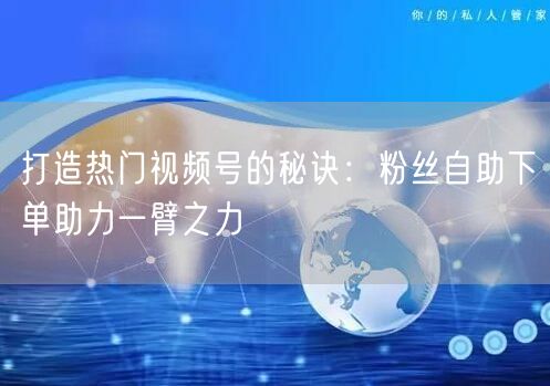 打造热门视频号的秘诀：粉丝自助下单助力一臂之力