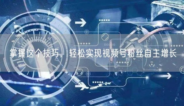 掌握这个技巧，轻松实现视频号粉丝自主增长