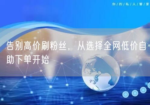 告别高价刷粉丝,从选择全网低价自助下单开始