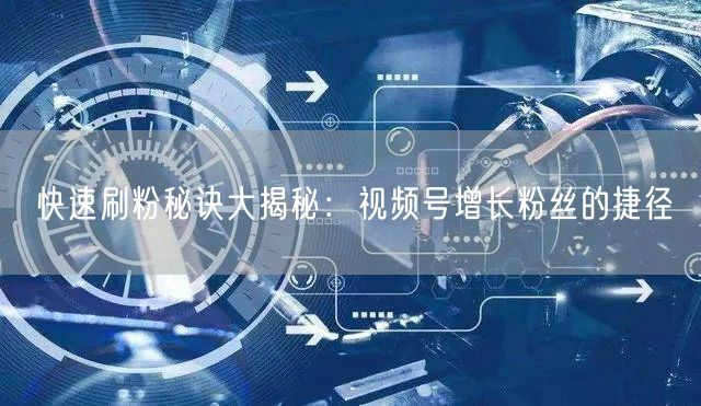 快速刷粉秘诀大揭秘：视频号增长粉丝的捷径