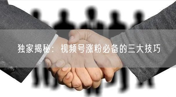 独家揭秘：视频号涨粉必备的三大技巧